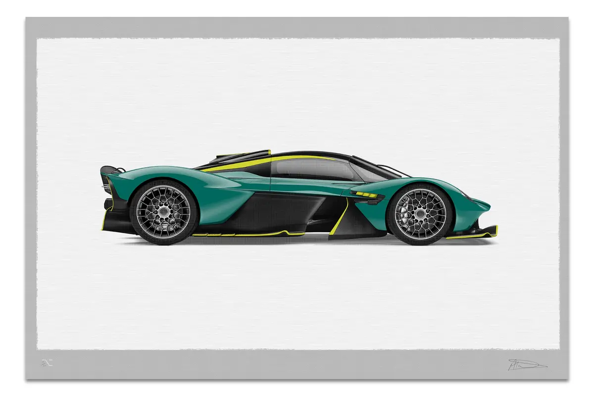 Aston Martin Valkyrie - 150Cm Half Tone Flat Bed Print - Side View 1