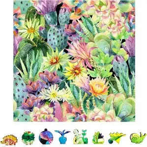 Zenchalet Floral Cactus Wooden Jigsaw Puzzle, 1000 Pcs   (Zcpfc1000) 1