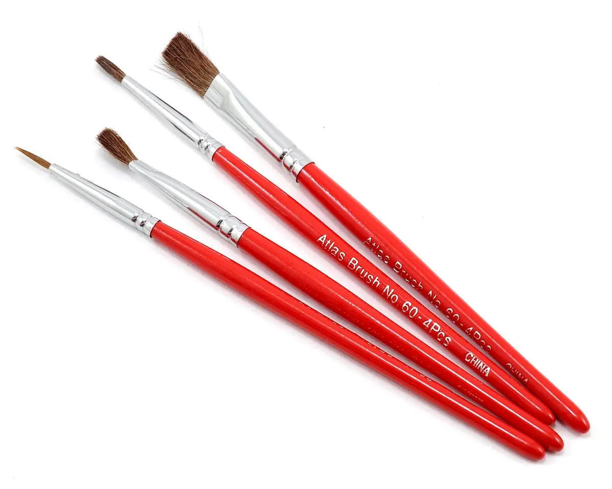 Atlas Brush Red Sable Round & Flat Brush Set (4)  (Abs60-4Ps) 1