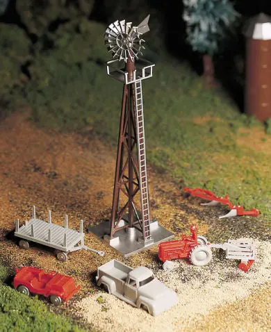 Bachmann Windmill With Farm Machinery  (Bac45603) 1