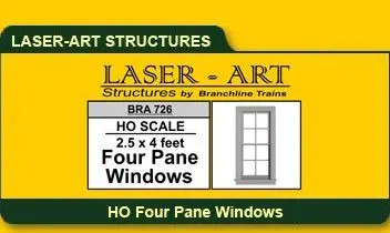 Branchline Window 4-Pane, 30 X 48" Pkg(6) Ho Scale (Bra726) 1