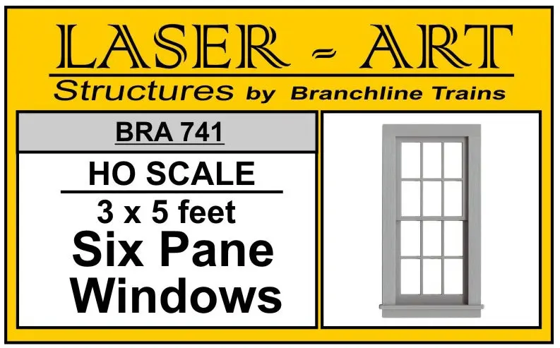 Branchline Window 6-Pane, 36 X 60" Pkg(6) Ho Scale (Bra741) 1