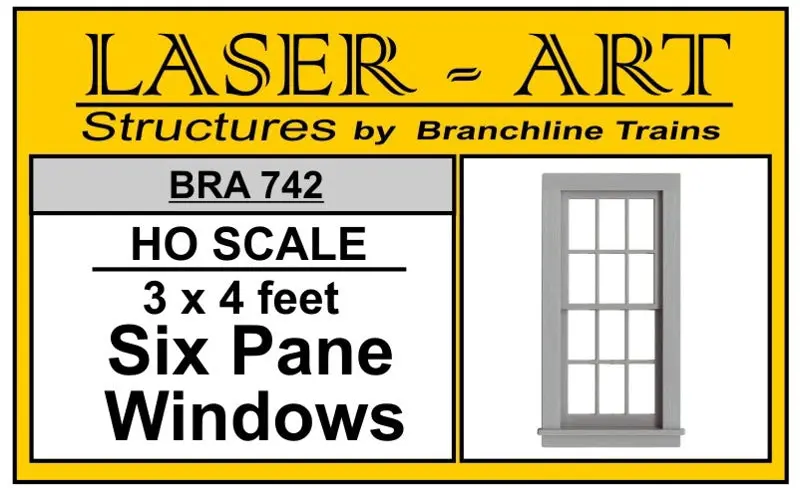 Branchline Window 6-Pane, 36 X 48" Pkg(6) Ho Scale (Bra742) 1