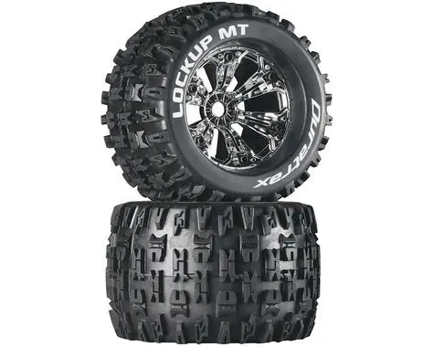 Duratrax Lockup Mt 3.8" Mounted Truck Tires (Chrome) (2) (1/2 Offset) W/17Mm Hex  (Dtxc3581) 1