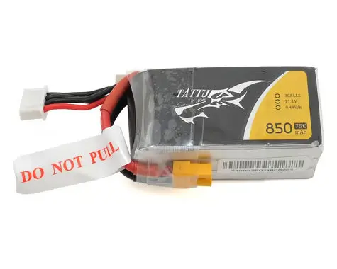 Tattu 3S Lipo Battery 75C (11.1V/850Mah) W/Xt-60 Connector Part#: Tat850-111-75C 1