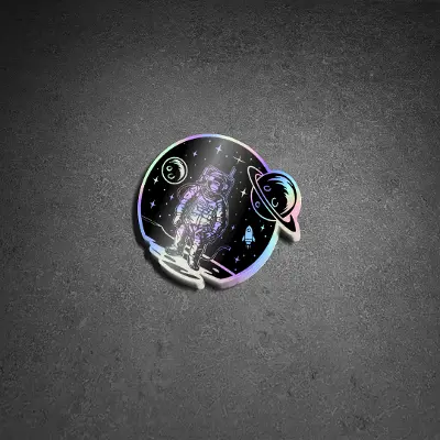 4.5” Round Space Ape Holographic Sticker 1