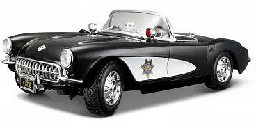 Maisto 1957 Corvette Police Car (Black/White)  (Mai31380wtb) 1