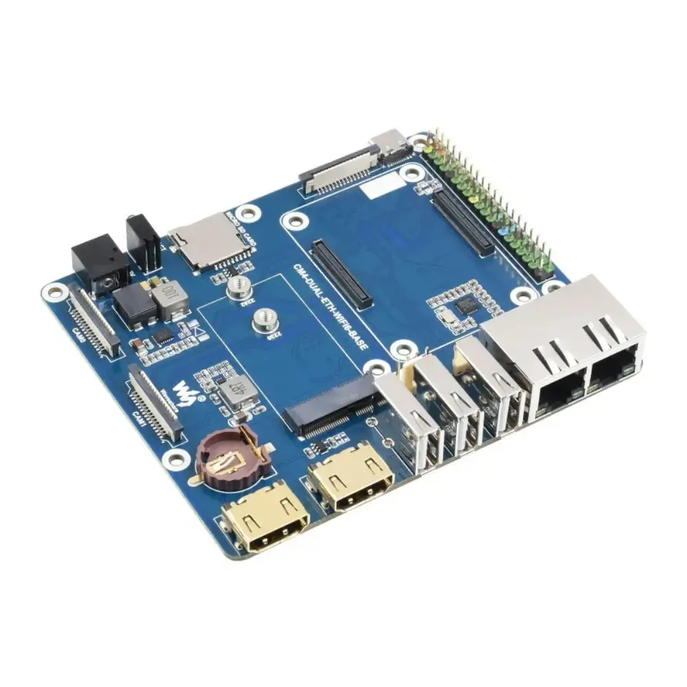 Waveshare Wifi6 Dual Eth Mini-Computer For Raspberry Pi Cm4 (Not Included), Onboard M.2 E (Board, Case, Uk Power) 1