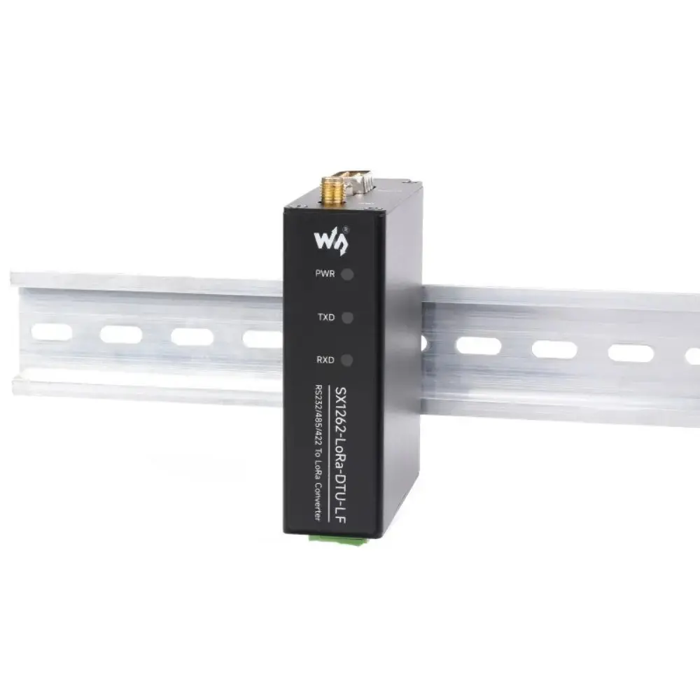 Waveshare Rail-Mount Sx1262 Lora Data Transfer Unit, Rs232/Rs485/Rs422 To Lora (Eu Power Supply + Serial Cable) 1