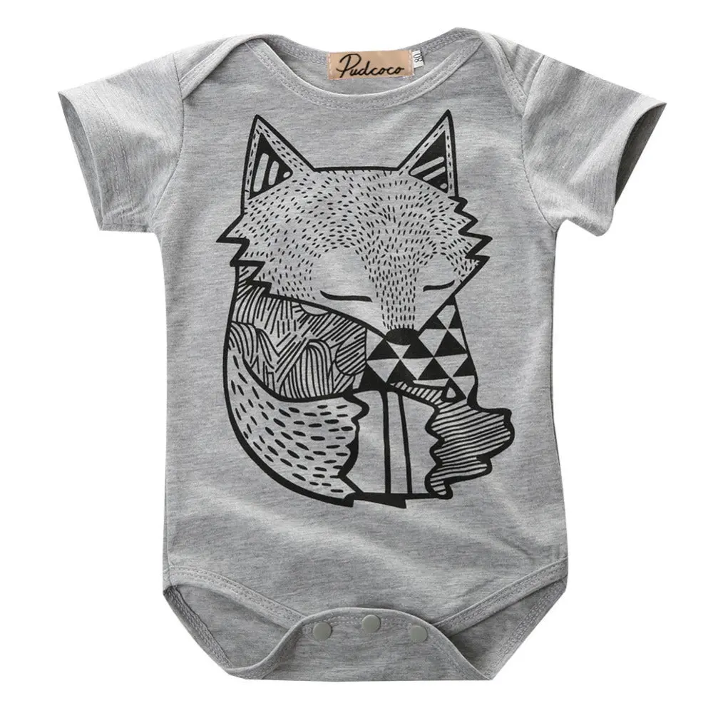 Unique Fox Print Kids Romper 1