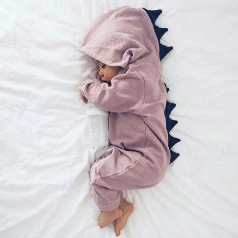 Dinosaur Design Hooded Baby Romper 1