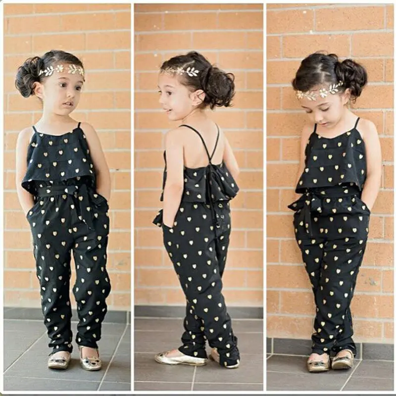 Polka Dot Strap Girls Jumpsuit 1