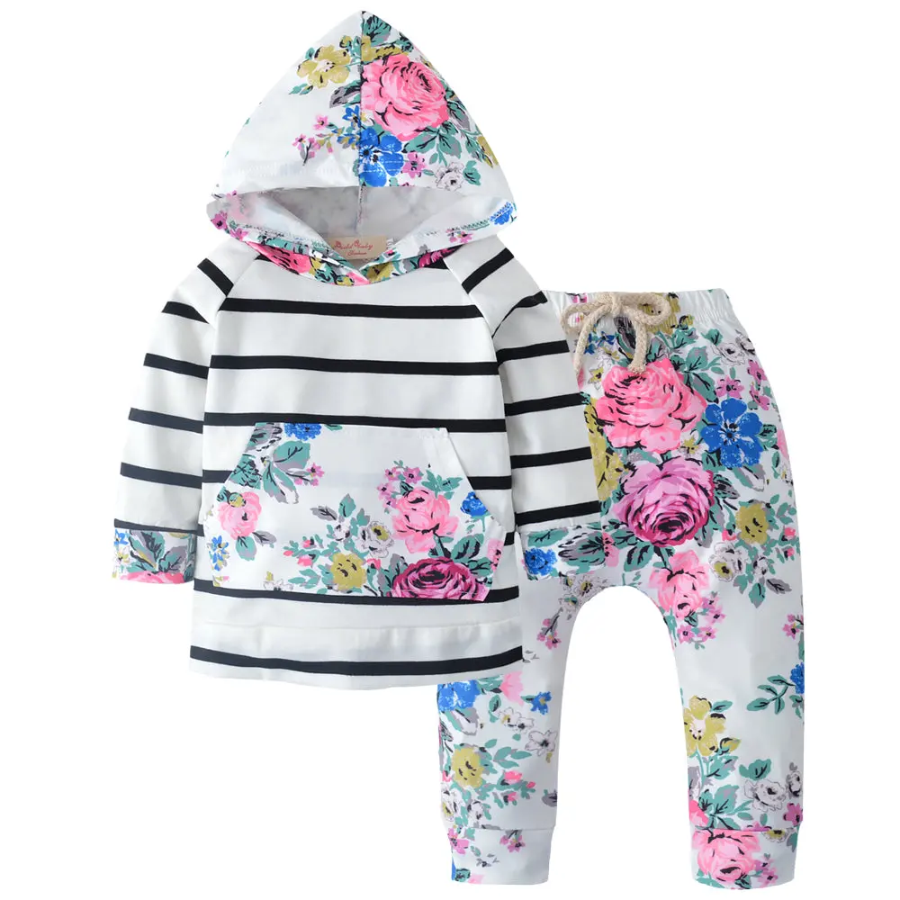 Cute Flower Printed Newborn Casual Clothing Set 1