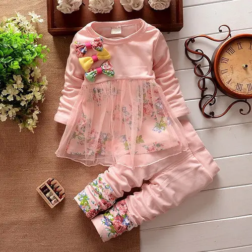 Floral Bow Style Baby Girls Clothing Set 6