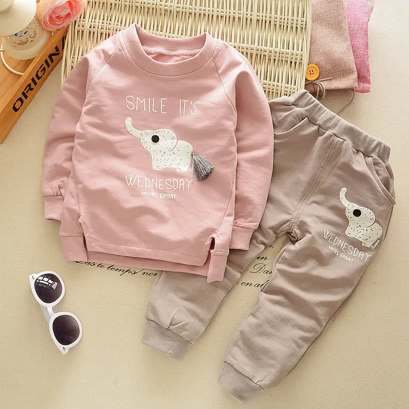 Elephant Print "Smile It" Kids Clothing Set 1