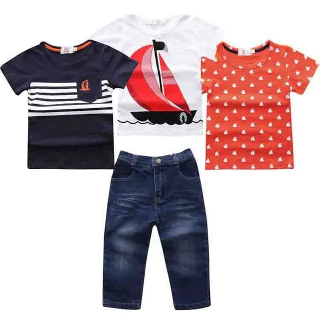 Summer Style Short Sleeve Denim Pants Clothing Sets 1