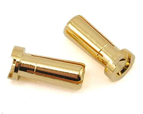 Protek Rc Low Profile 5Mm "Super Bullet" Solid Gold Connectors (2 Male)  (Ptk5045) 1