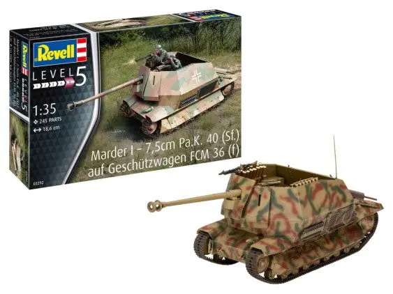 Revell 1/35 Marder I Geschutzwagen Fcm 36(F) Tank W/7.5Cm Pak 40 (Sfgun (Rvl3292) 1