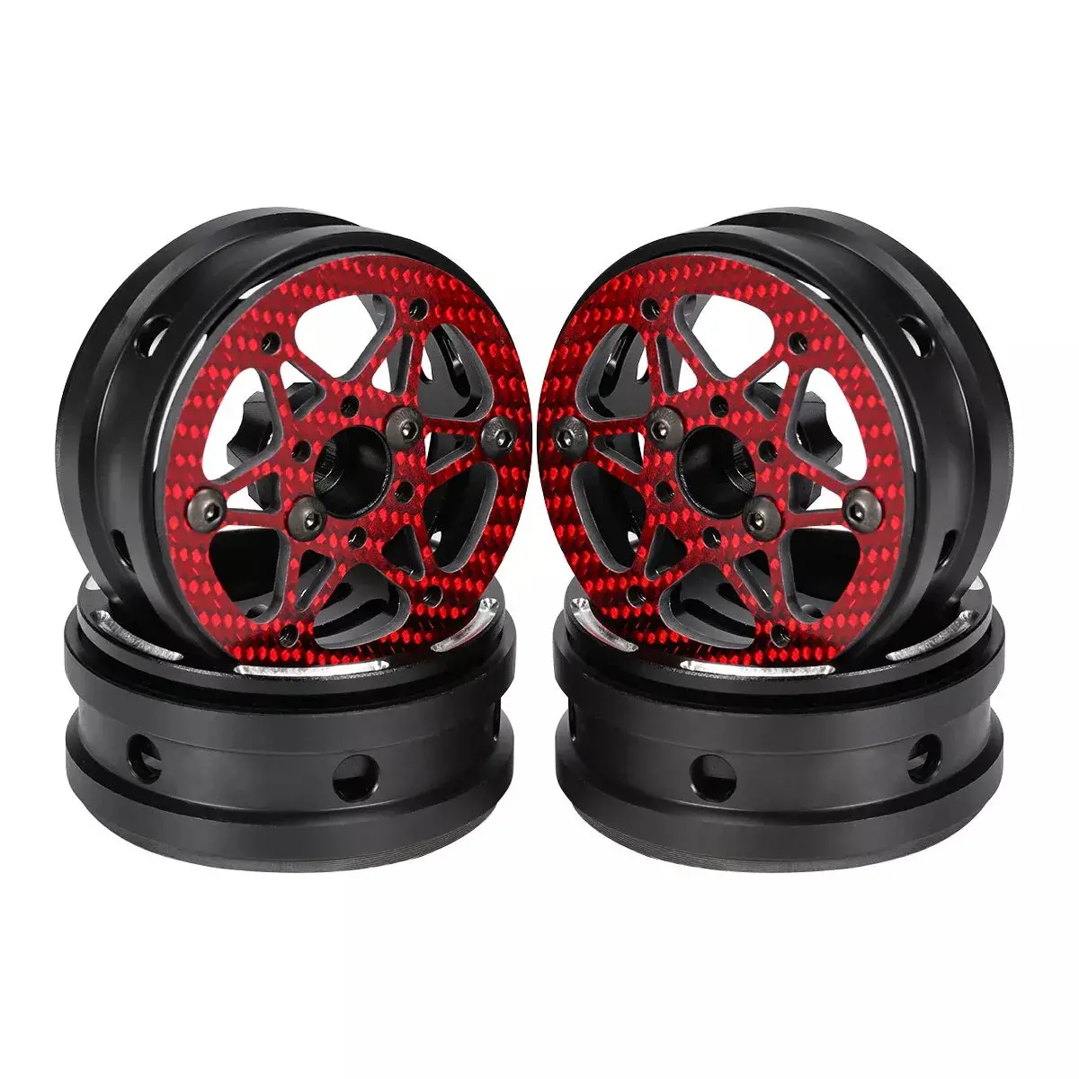 Hamilton Hobbies 1.9 Star Beadlock Wheels - Red  (Ham135054) 1