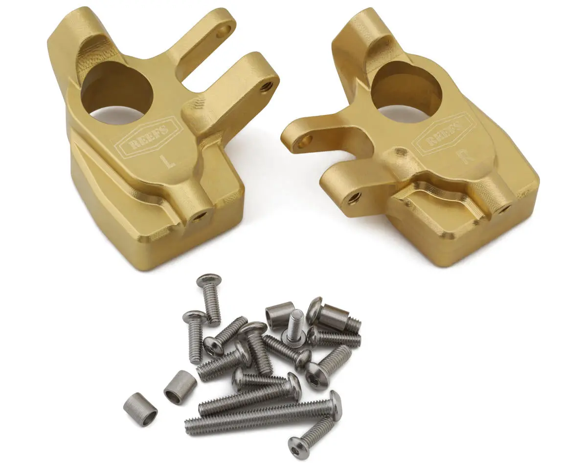 Reefs Rc Axial Scx10 Pro Brass Portal Steering Knuckles (Gold) (2) (46G) (Sehreefs175) 1