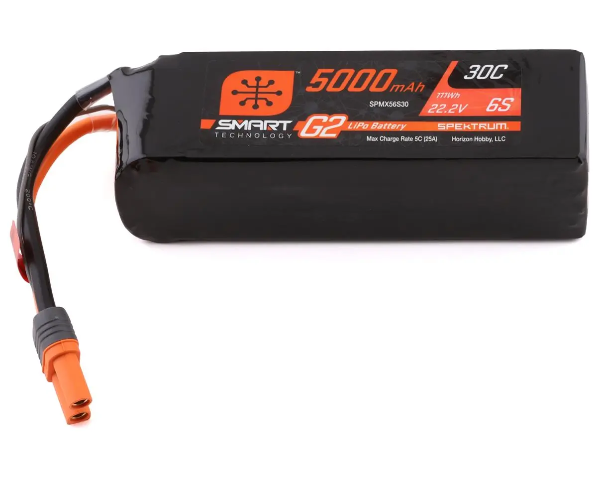 Spektrum Rc 6S Smart G2 Lipo 30C Battery Pack (22.2V/5000Mah) W/Ic5 Connector   (Spmx56s30) 1