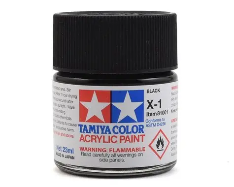 Tamiya X-1 Black Gloss Finish Acrylic Paint (23Ml)  (Tam81001) 1