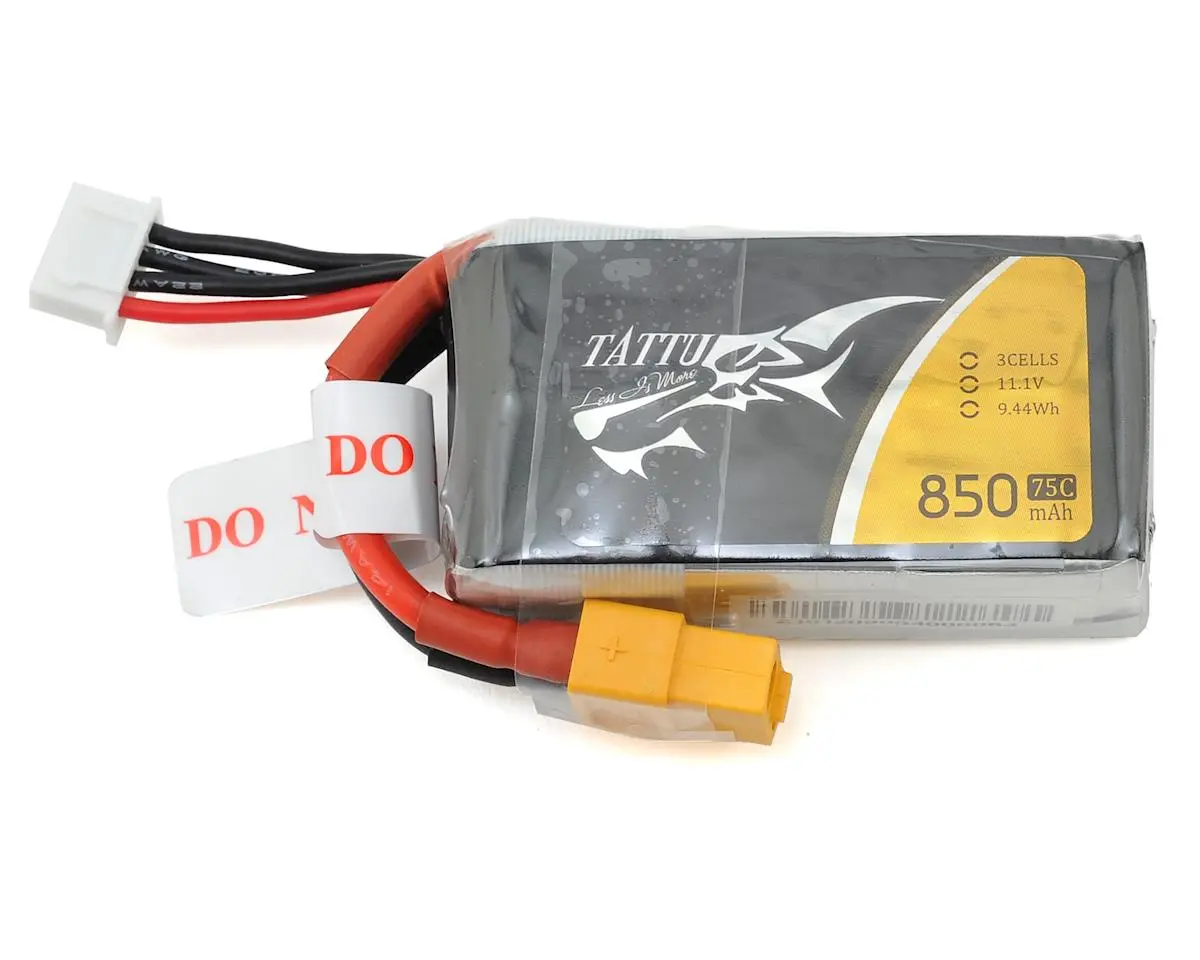 Tattu 3S Lipo Battery 75C (11.1V/850Mah) W/Xt-60 Connector    (Tat850-111-75C) 1