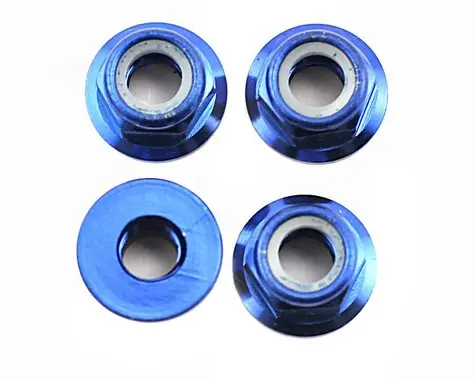 Traxxas Nuts, 5Mm Flanged Nylon Locking (Aluminum, Blue-Anodized) (4) (Tra4147x) 1