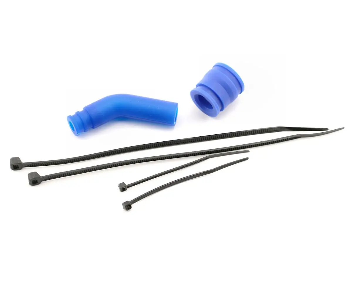 Traxxas Molded Pipe Coupler (Blue) W/ Exhaust Deflecter & Long Cable Ties  (Tra5245) 1