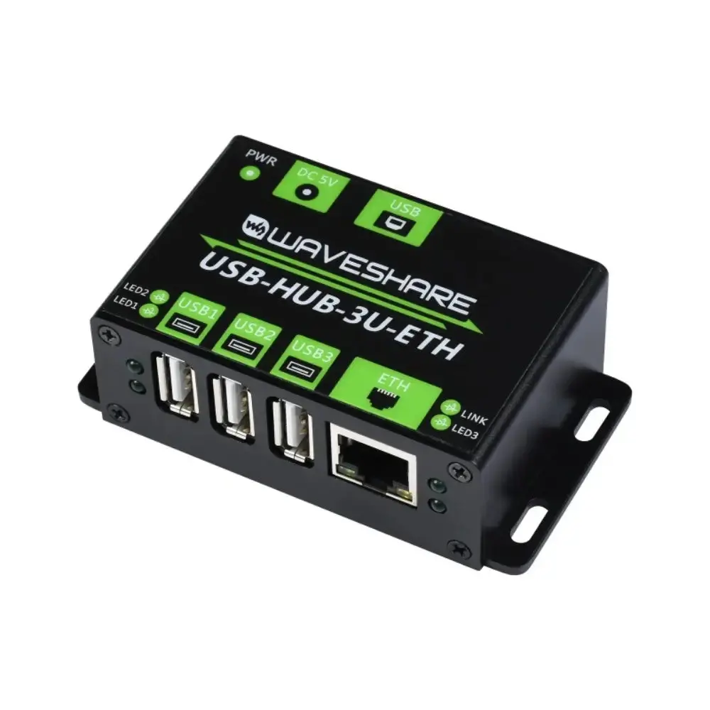 Waveshare Industrial Grade Multifunctional Usb Hub, Extending 3 Usb Ports + 100M Ethernet Port (Eu) 1
