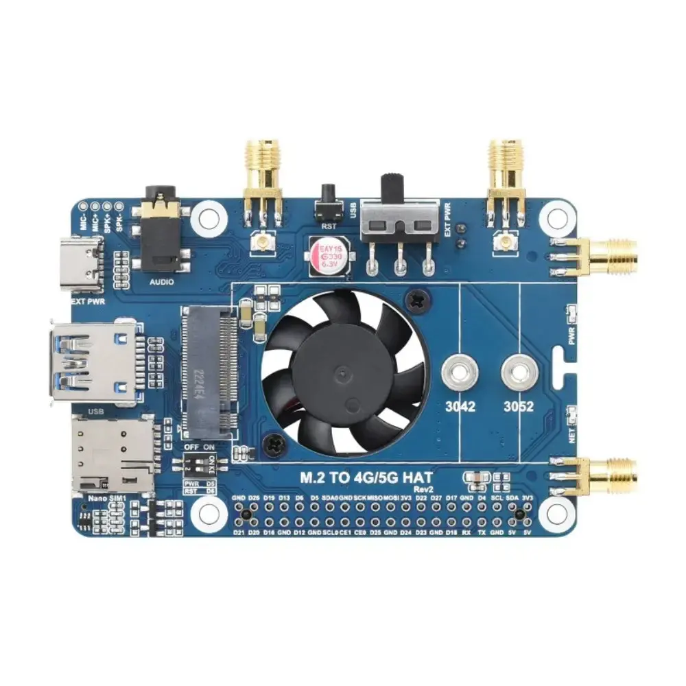 Waveshare Rm502q-Ae 5G Hat For Raspberry Pi, Quad Antennas Lte-A, Multi Band, 5G/4G/3G (Eu) 1