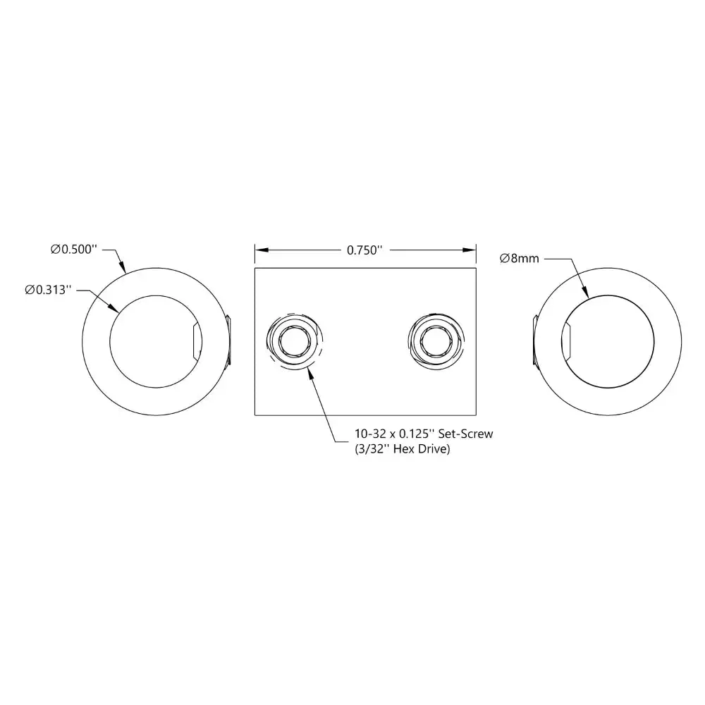 Servocity 0.3125" To 8Mm Set-Screw Shaft Coupler 2